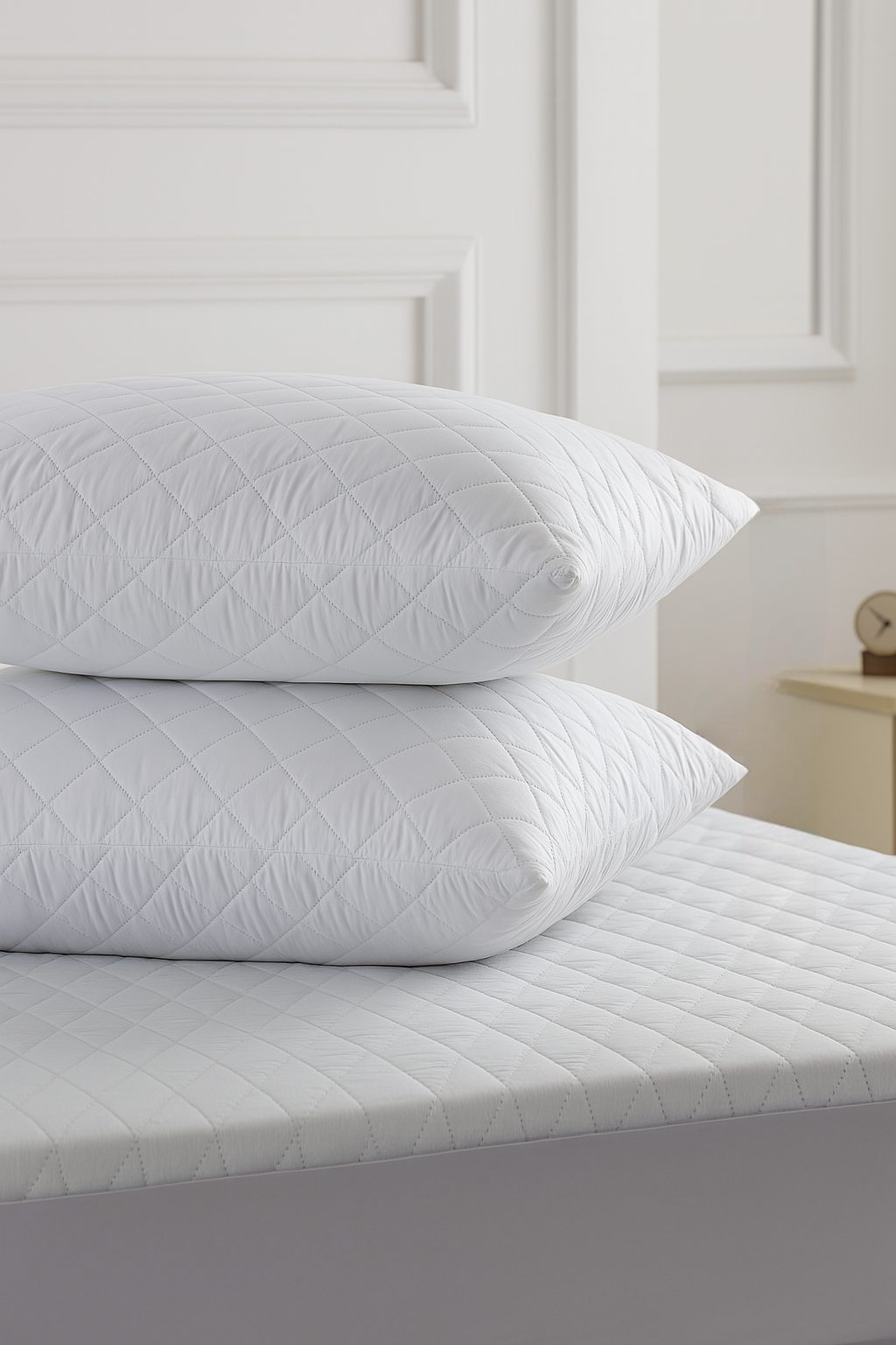 Yastık Alezi Seti Pamuklu 2’li Kapitone Yastık Koruyucu Beyaz