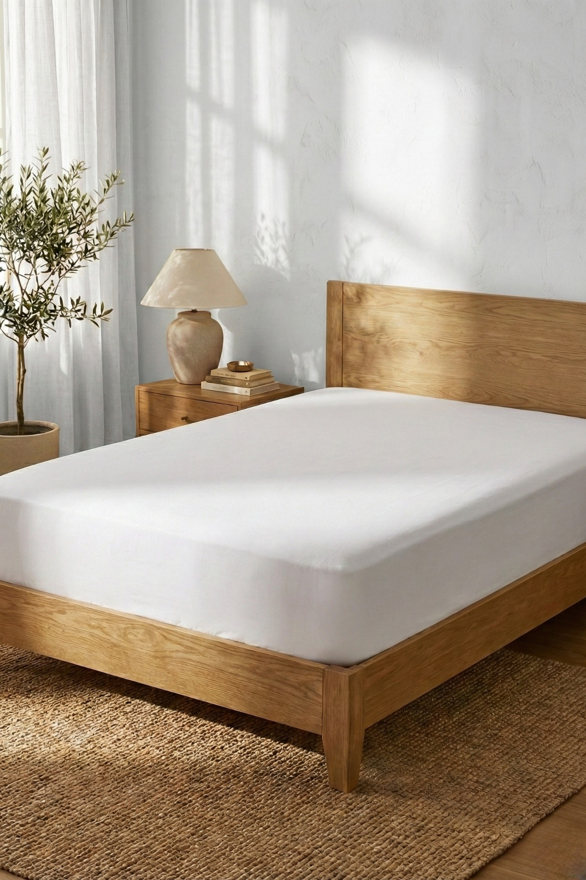 Pamuklu Lastikli Çarşaf Beyaz