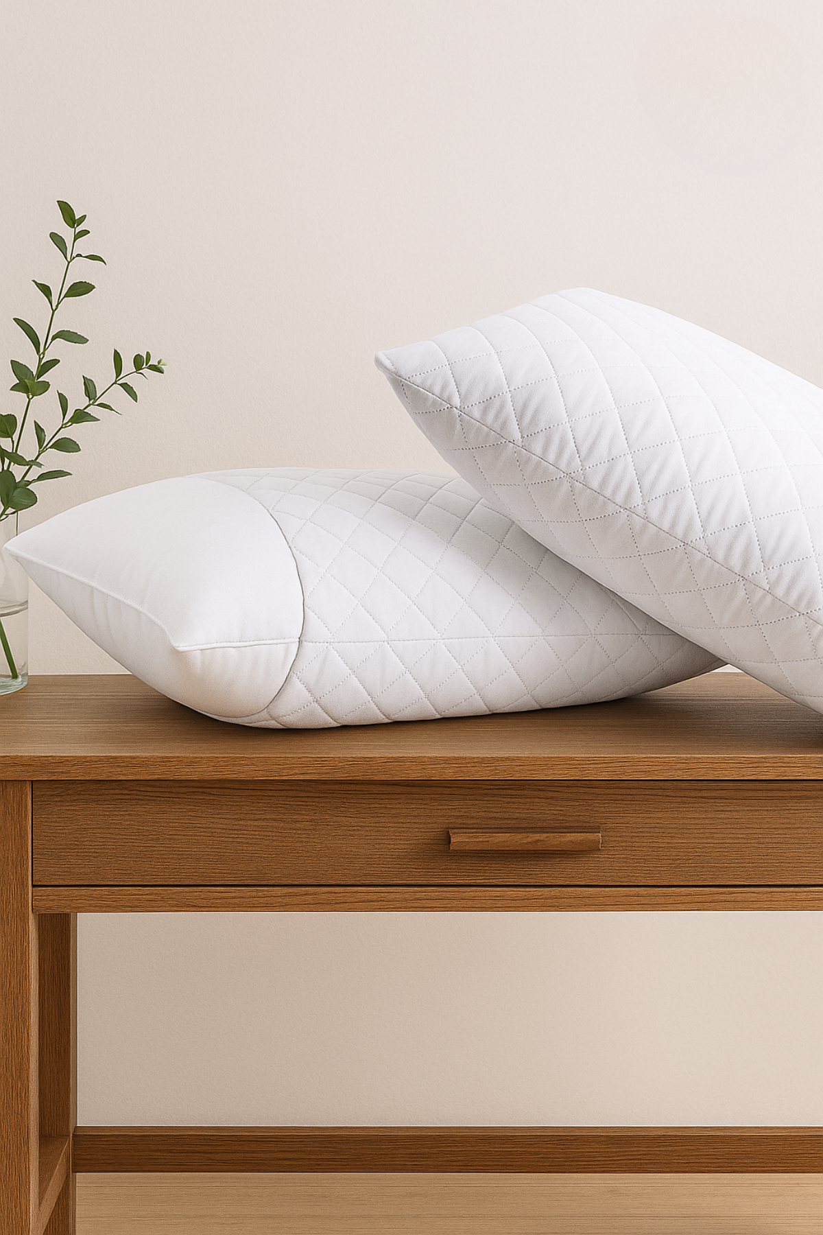 Yastık Alezi Seti Pamuklu 2’li Kapitone Yastık Koruyucu Beyaz