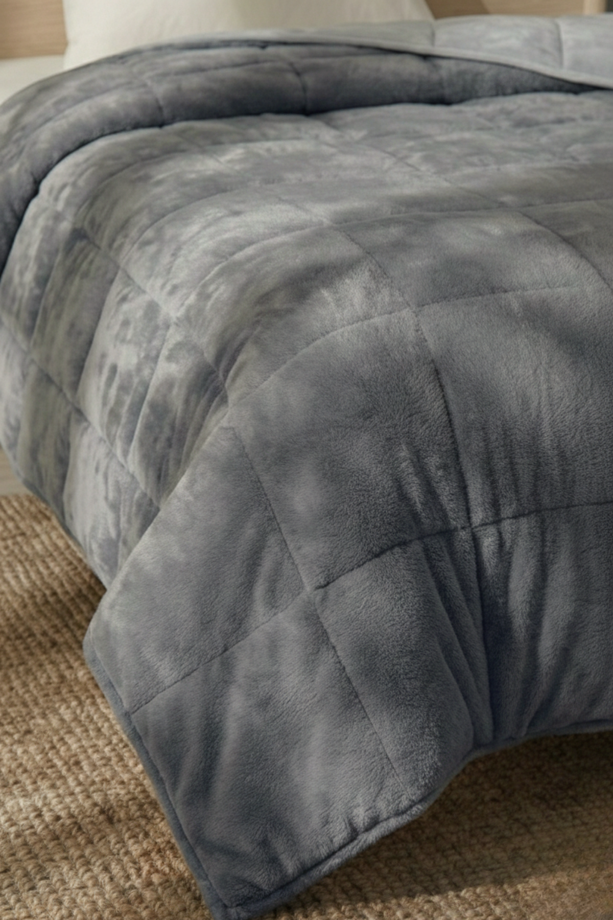 Wellsoft Tek Kişilik Yorgan - Çift Taraflı Gri 155x215 cm