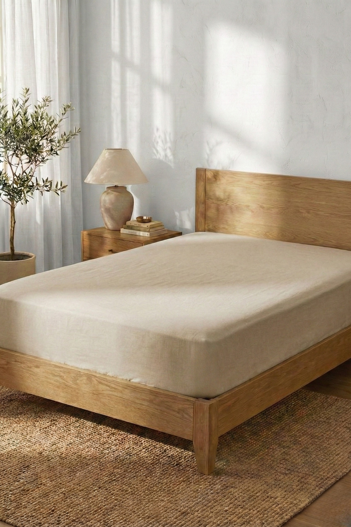 Pamuklu Lastikli Çarşaf Bej