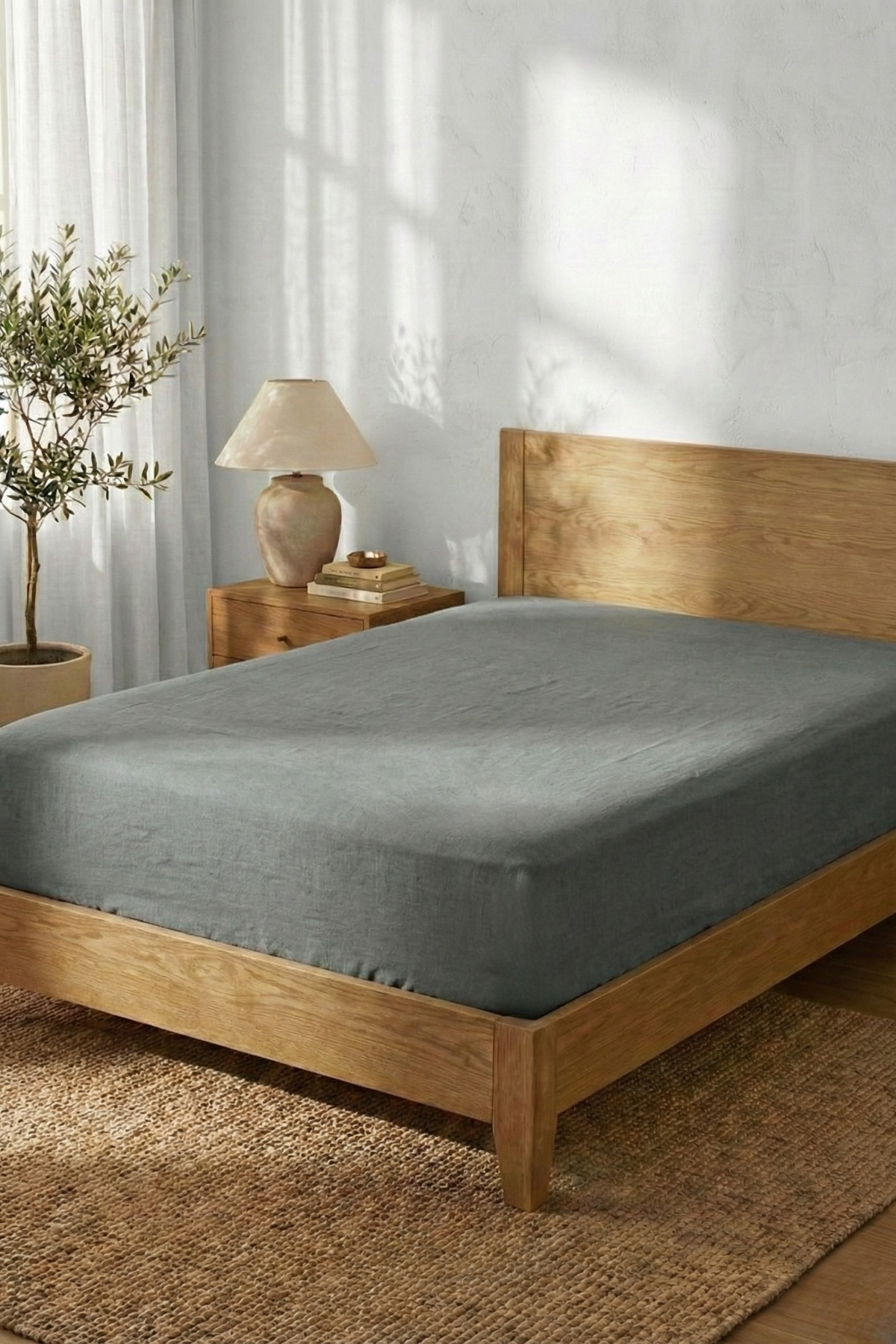 Pamuklu Lastikli Çarşaf Koyu Gri