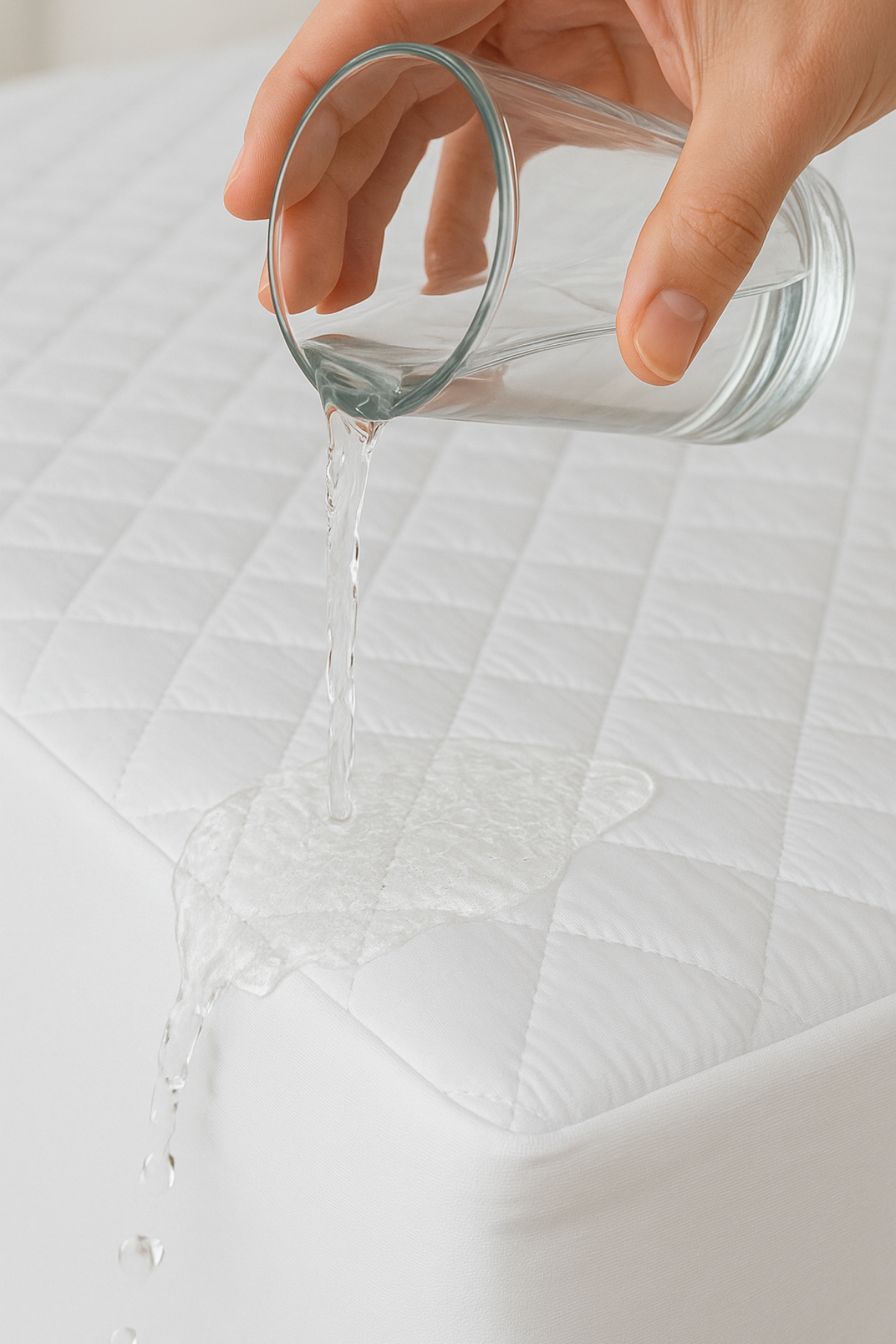 Kapitoneli Sıvı Geçirmez Fitted Alez Beyaz