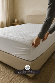 Kapitone Telalı Fitted Yatak Koruyucu Beyaz