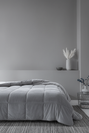 Wellsoft Çift Kişilik Yorgan - Çift Taraflı Gri 195x215 cm