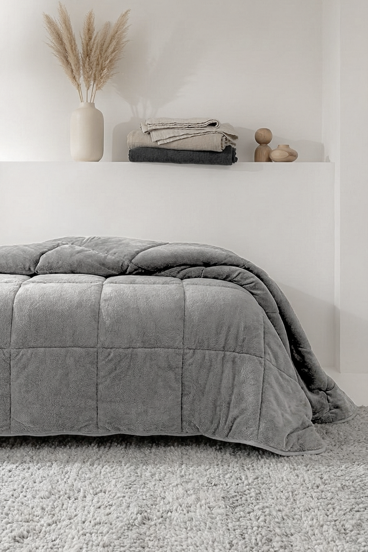 Wellsoft Çift Kişilik Yorgan - Çift Taraflı Gri 195x215 cm
